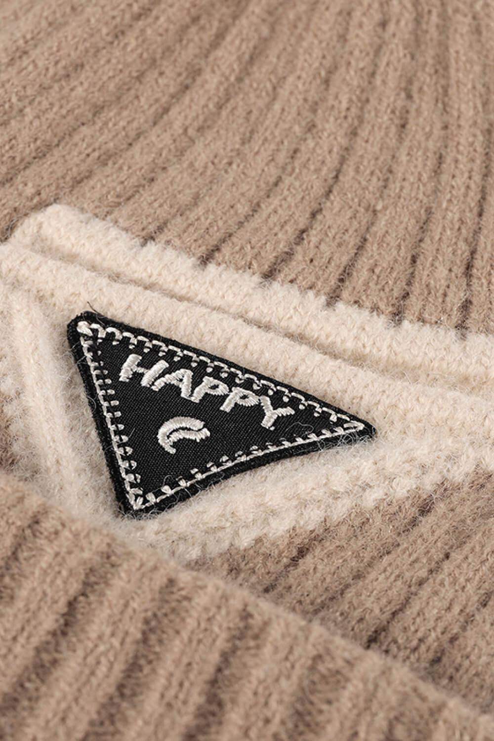 HAPPY Contrast Beanie - Trendsi - Flyclothing LLC