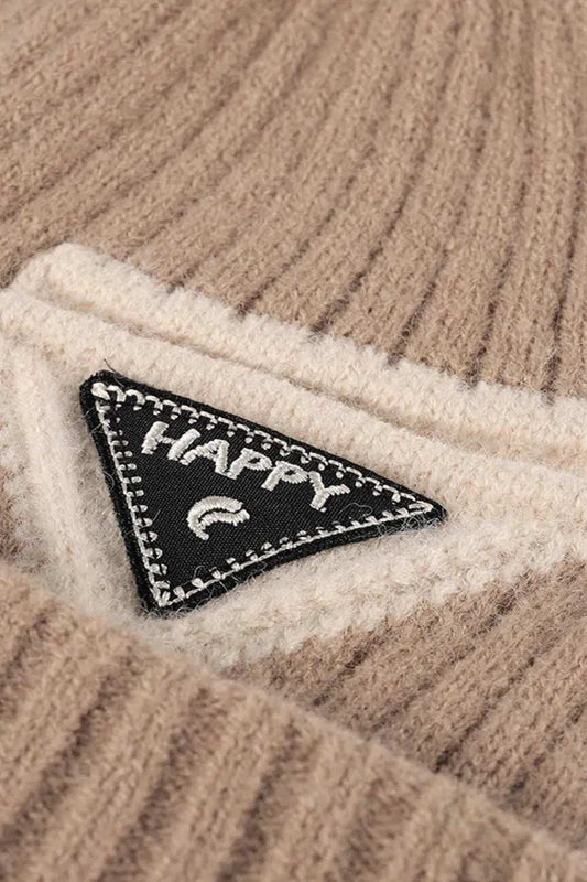 HAPPY Contrast Beanie - Trendsi - Flyclothing LLC
