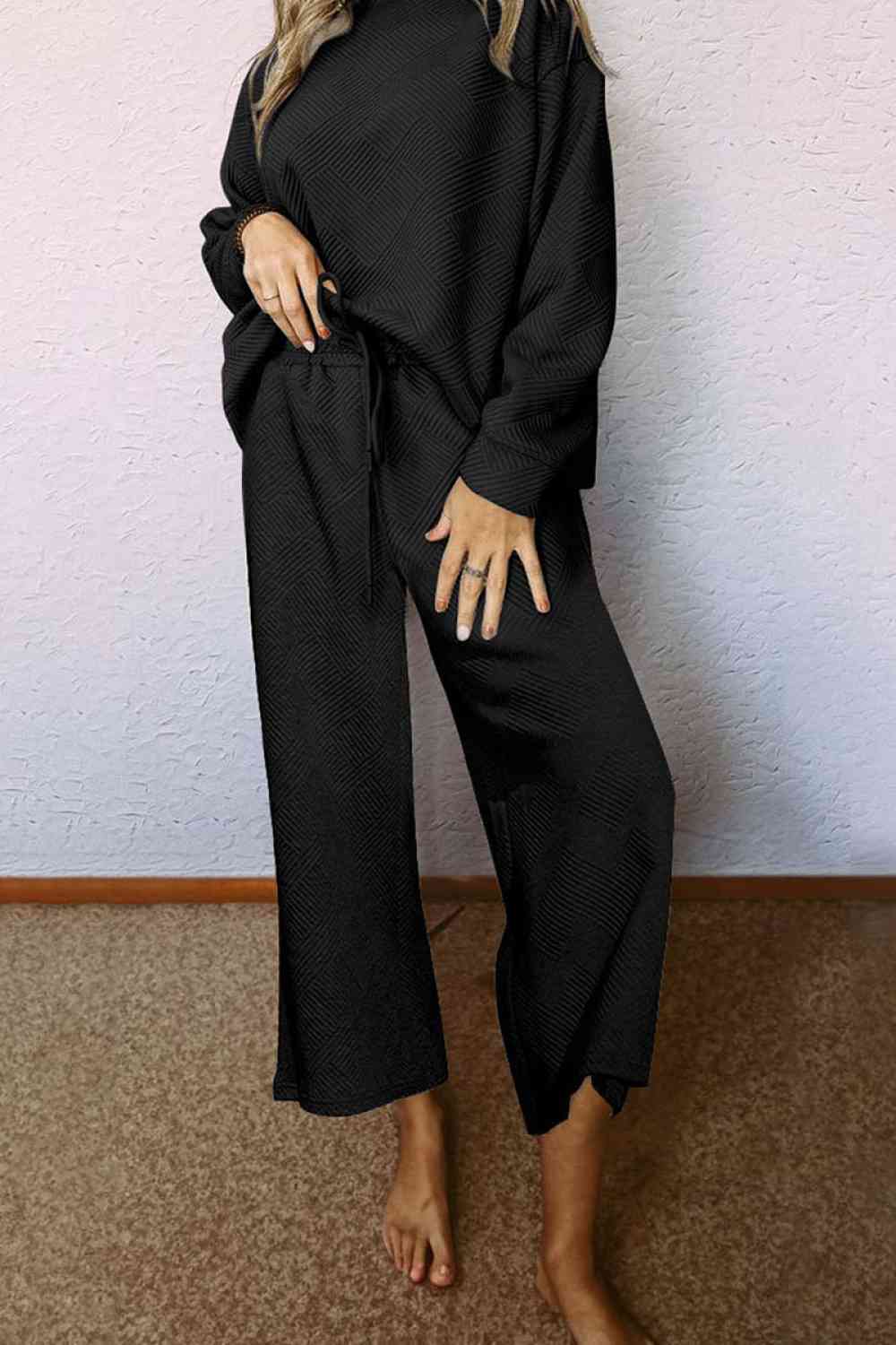 Dropped Shoulder Top and Pants Set - Trendsi - Flyclothing LLC