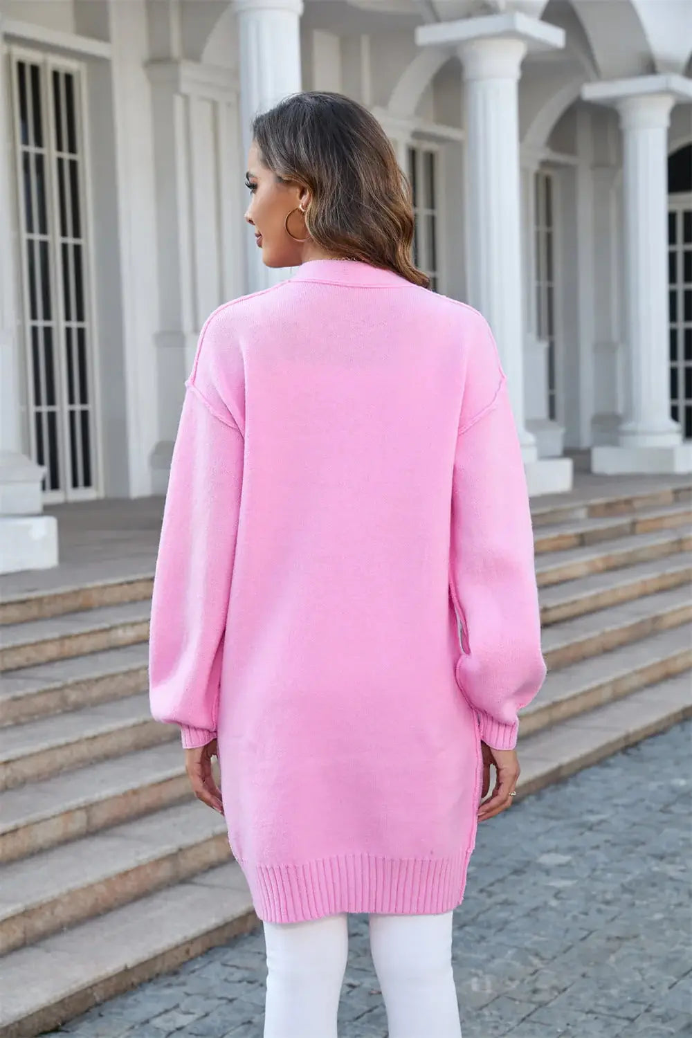 Open Front Dropped Shoulder Cardigan with Pocket - Trendsi - Flyclothing LLC