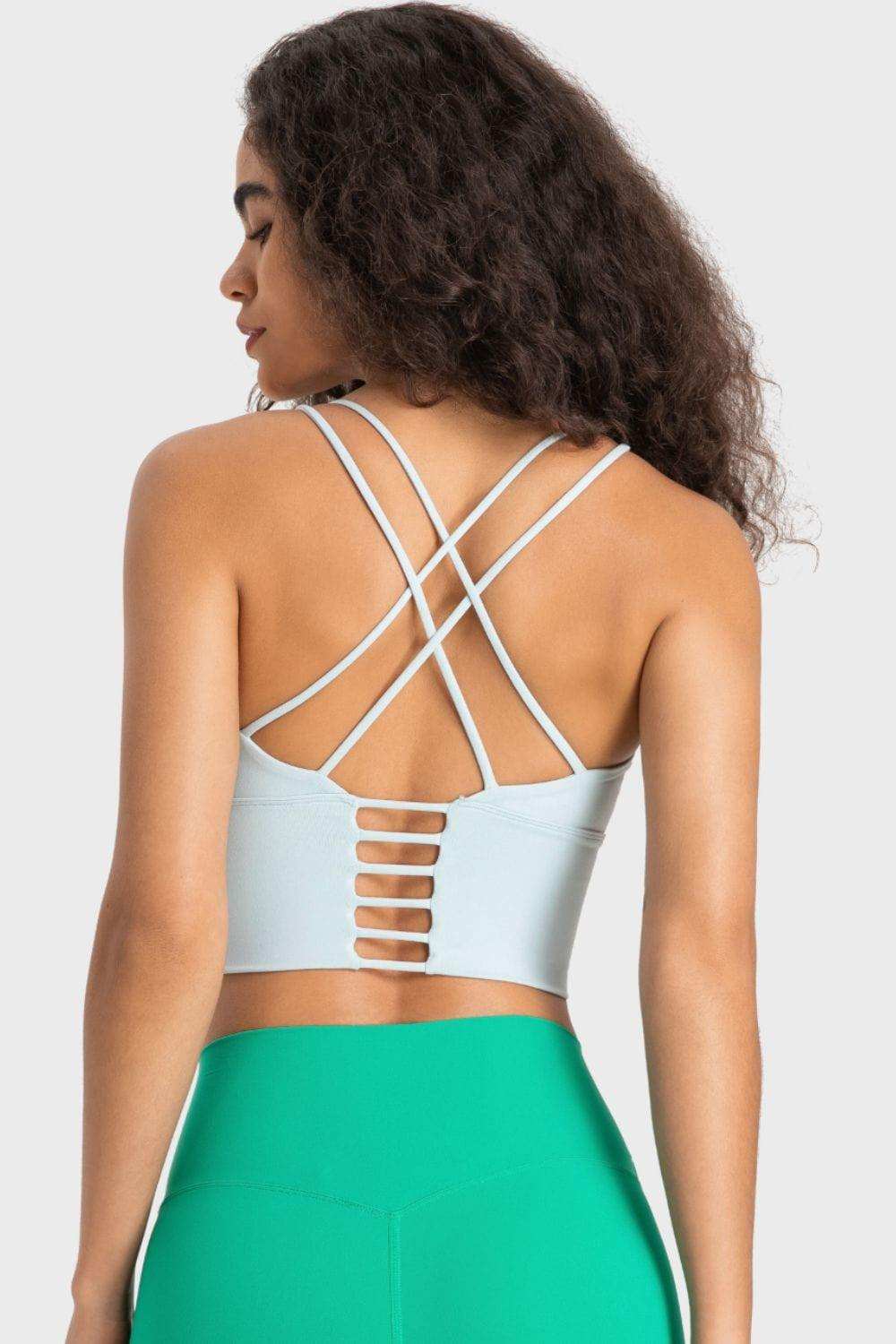 Crisscross Back Ladder Detail Sports Bra - Trendsi - Flyclothing LLC