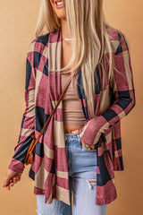 Plaid Open Front Cardigan - Trendsi