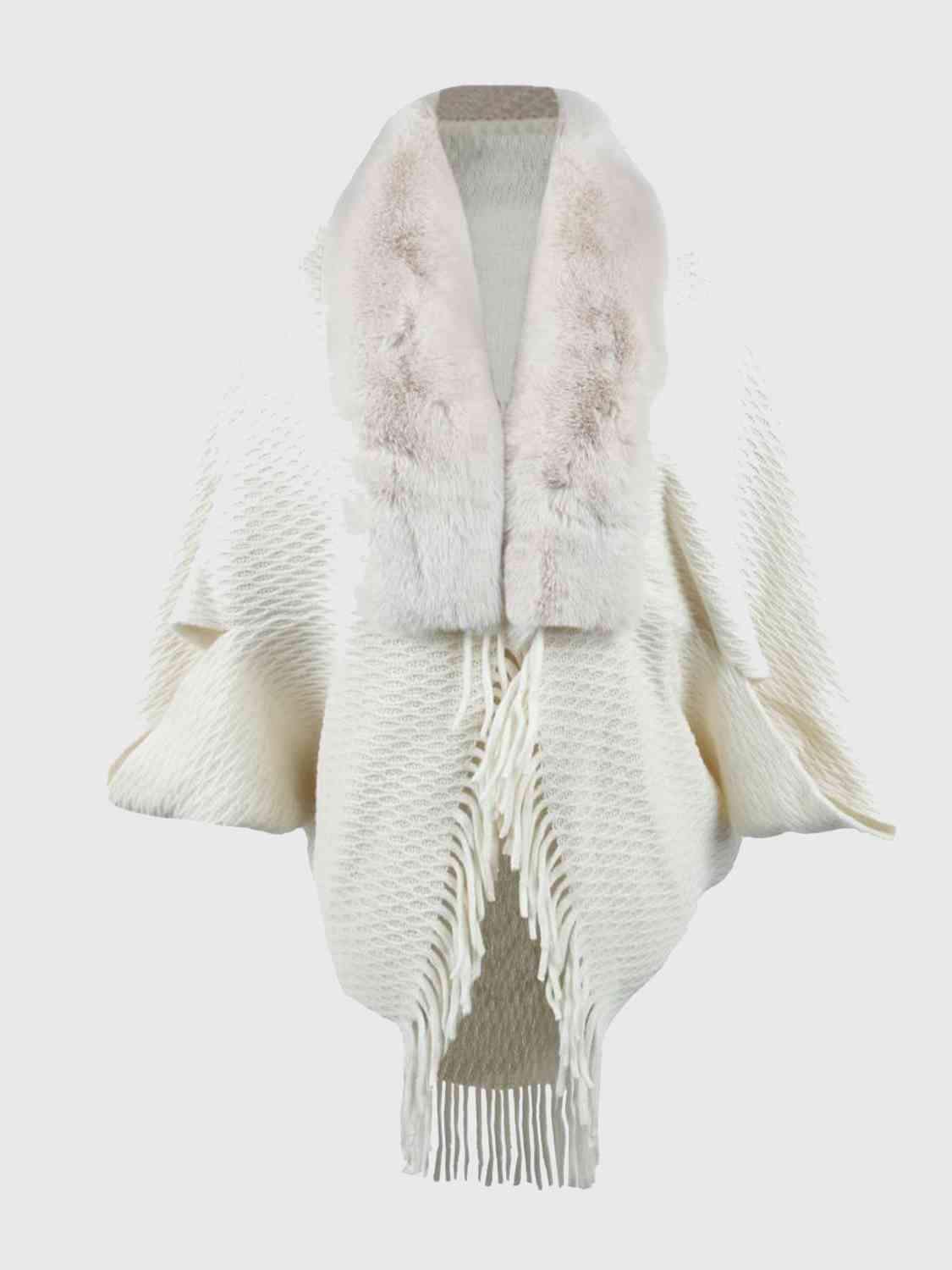 Open Front Fringe Hem Poncho - Trendsi - Flyclothing LLC