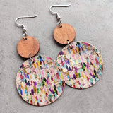 Round Shape Wooden Dangle Earrings - Trendsi - Flyclothing LLC