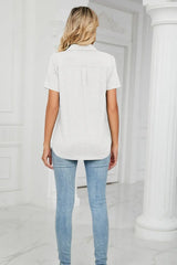 Curved Hem Johnny Collar Polo Shirt - Trendsi - Flyclothing LLC