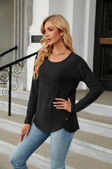 Round Neck Long Sleeve T-Shirt - Trendsi