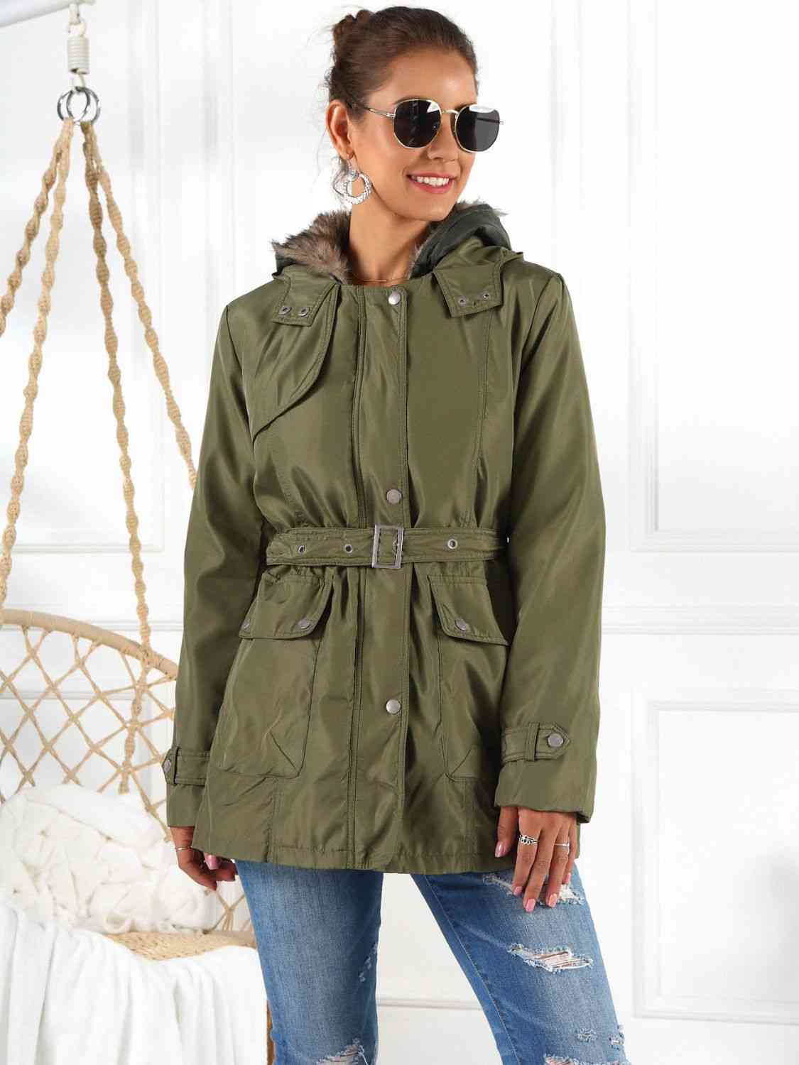 Full Size Hooded Jacket with Detachable Liner (Three-Way Wear) - Trendsi - Flyclothing LLC