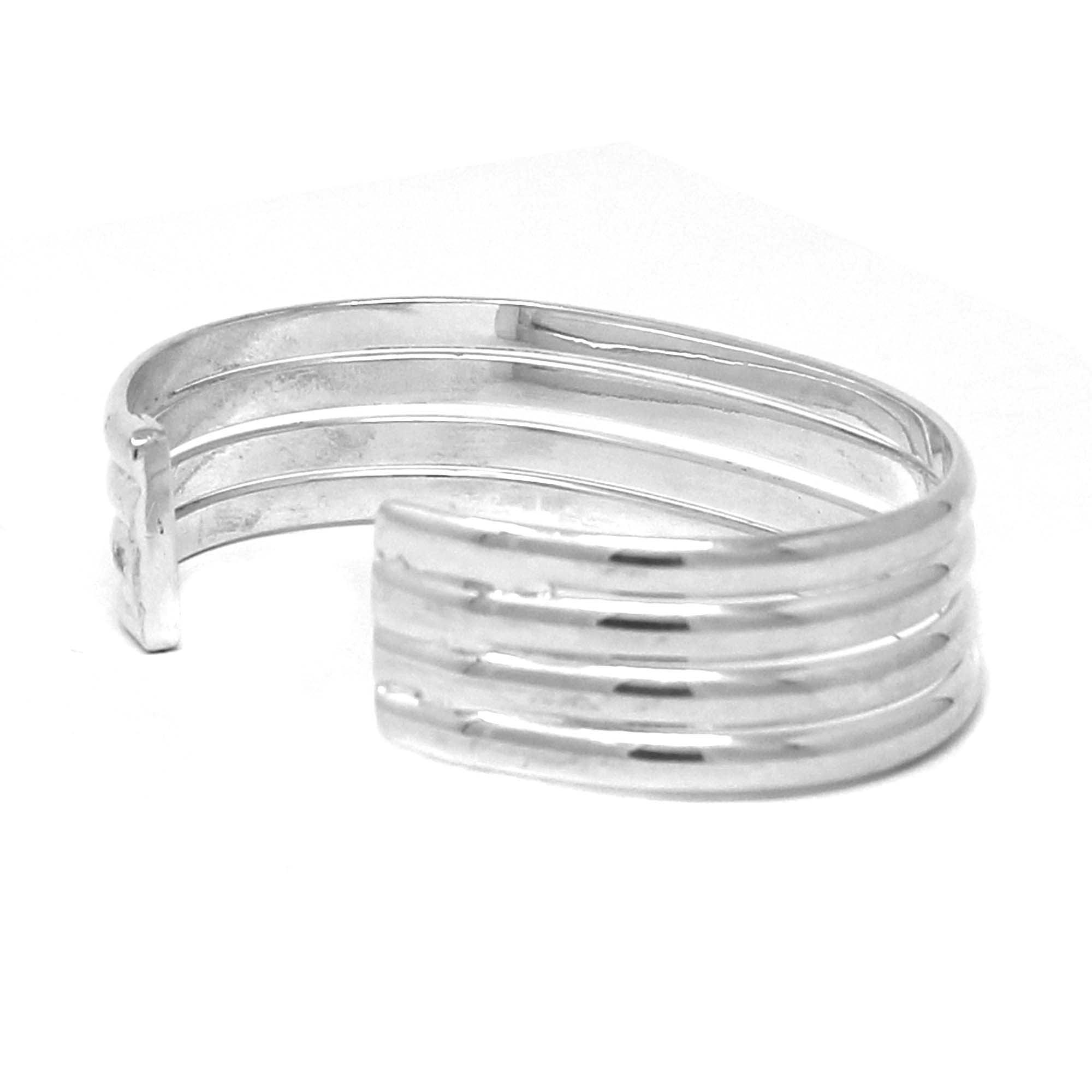 Alpaca Silver Overlay Cuff Bracelet - Four Bar Design - Flyclothing LLC