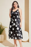 Plus Size Floral Lace Trim Side Slit Night Dress - Trendsi