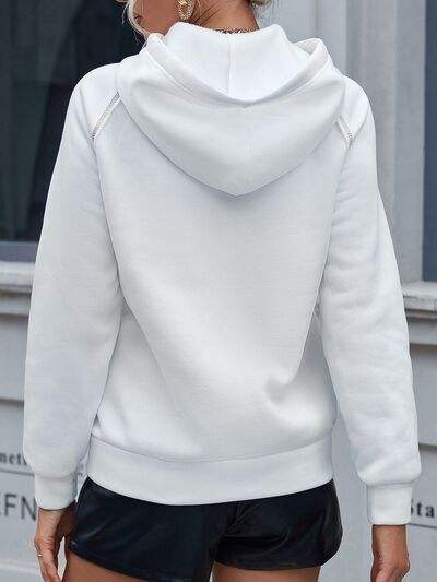 Contrast Stitching Drawstring Raglan Sleeve Hoodie - Trendsi - Flyclothing LLC