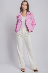 LOVE TREE Collared Neck Zip Up Jacket - Trendsi