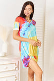 Double Take Tie-Dye V-Neck Twisted Dress - Trendsi
