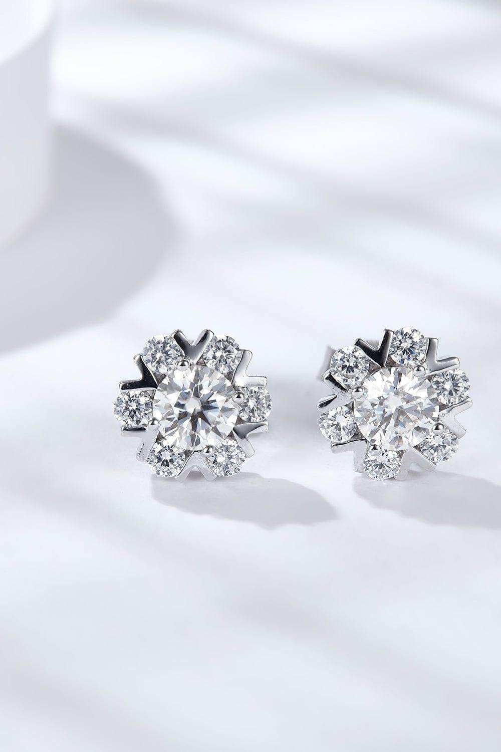 925 Sterling Silver Moissanite Stud Earrings - Trendsi - Flyclothing LLC