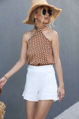 Polka Dot Grecian Neck Tank - Trendsi - Flyclothing LLC