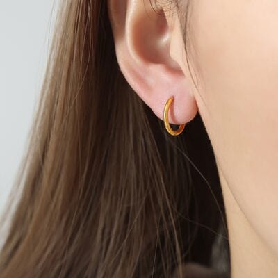 18K Gold-Plated Huggie Earrings - Trendsi