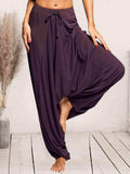 Tied Mid Waist Long Harem Pants - Trendsi - Flyclothing LLC