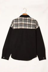 Plaid Pocketed Button Up Denim Jacket - Trendsi - Flyclothing LLC