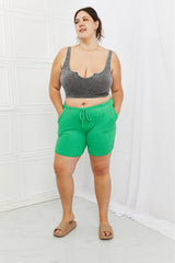Blumin Apparel Too Good Full Size Ribbed Shorts in Green - Trendsi