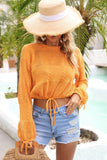 Drawstring Hem Round Neck Cropped Cover Up - Trendsi