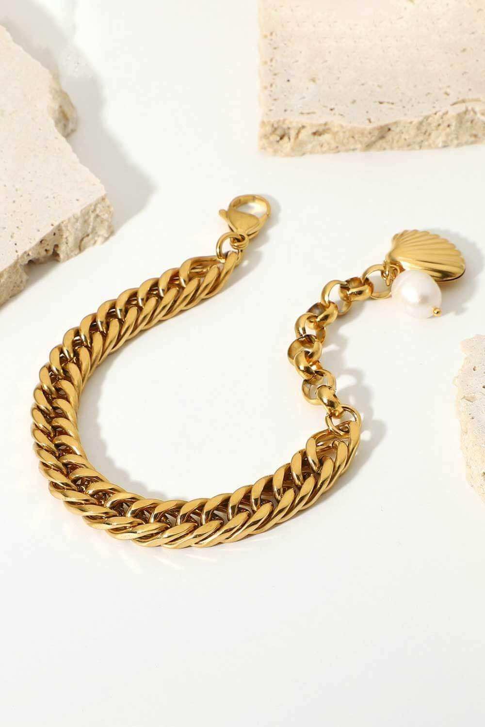 18K Gold-Plated Curb Chain Bracelet - Trendsi - Flyclothing LLC