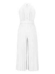Cutout Tied Pleated Sleeveless Jumpsuit - Trendsi