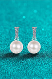 Moissanite Pearl Drop Earrings - Trendsi