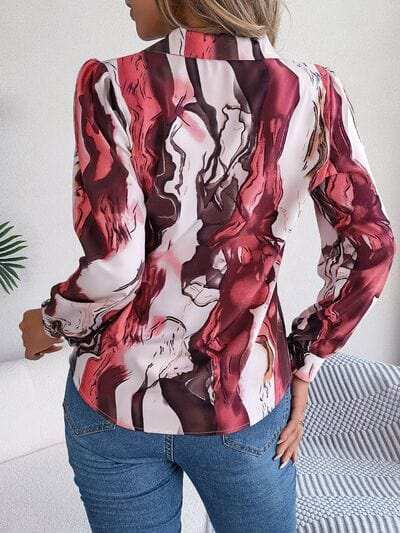 Printed Button Up Long Sleeve Shirt - Trendsi - Flyclothing LLC