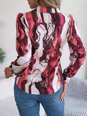 Printed Button Up Long Sleeve Shirt - Trendsi