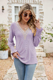 Eyelet V-Neck Smocked Flounce Sleeve Blouse - Trendsi - Flyclothing LLC