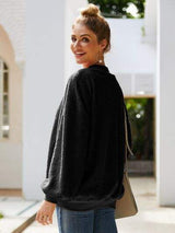 Mock Neck Dropped Shoulder Sweatshirt - Trendsi - Flyclothing LLC