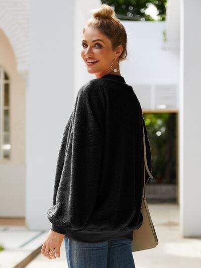 Mock Neck Dropped Shoulder Sweatshirt - Trendsi - Flyclothing LLC