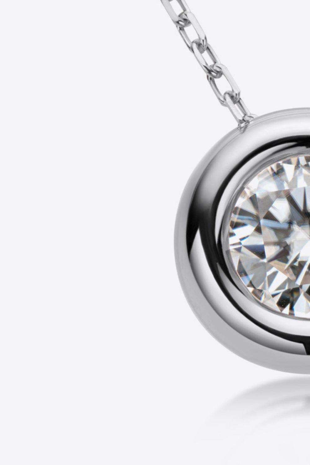 1 Carat Moissanite Pendant 925 Sterling Silver Necklace - Trendsi - Flyclothing LLC