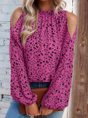Floral Cold-Shoulder Blouse - Trendsi