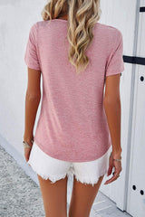 V-Neck Short Sleeve T-Shirt - Trendsi - Flyclothing LLC