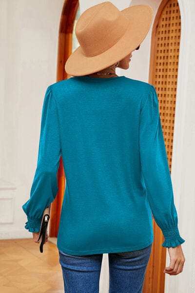 V-Neck Long Sleeve T-Shirt - Trendsi - Flyclothing LLC