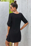 Buttoned V-Neck Dress - Trendsi - Flyclothing LLC