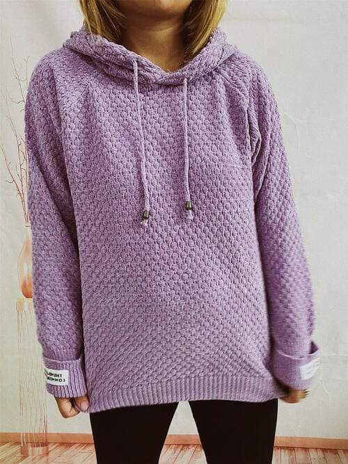 Drawstring Long Sleeve Hooded Sweater - Trendsi - Flyclothing LLC