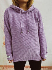 Drawstring Long Sleeve  Hooded Sweater - Trendsi