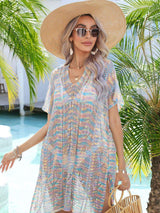 Multicolored Openwork Tassel Slit Cover-Up - Trendsi - Flyclothing LLC