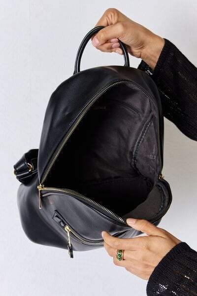 David Jones PU Leather Backpack - Trendsi - Flyclothing LLC