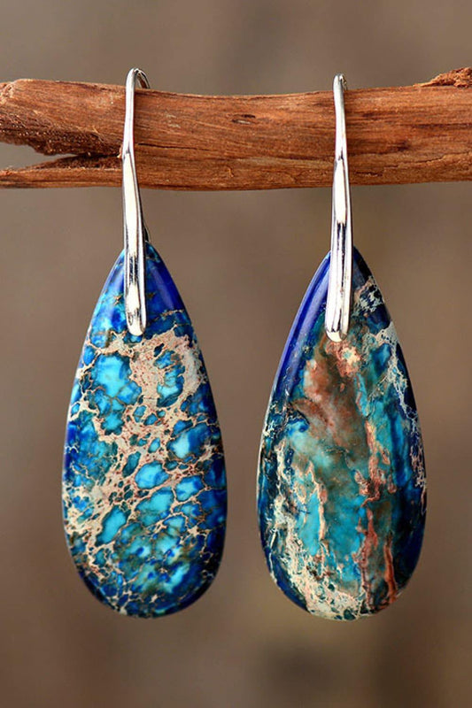 Handmade Teardrop Shape Natural Stone Dangle Earrings - Trendsi