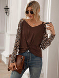 Leopard Twist Front Cold-Shoulder Tee - Trendsi - Flyclothing LLC