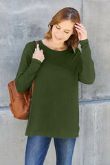 Basic Bae Full Size Round Neck Dropped Shoulder T-Shirt - Trendsi - Flyclothing LLC