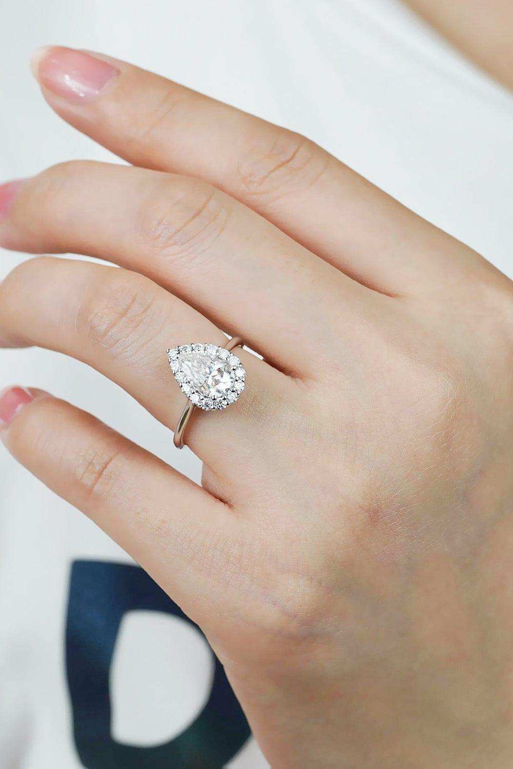 1.5 Carat Moissanite Teardrop Ring - Trendsi - Flyclothing LLC