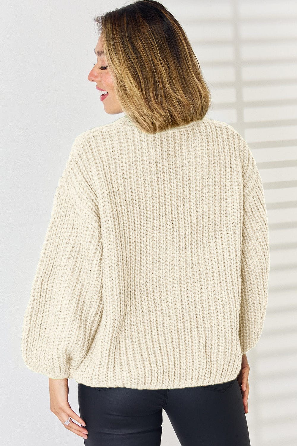 Pocketed Button Up Dropped Shoulder Cardigan - Trendsi