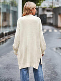 Long Sleeve Waffle-Knit Cardigan - Trendsi