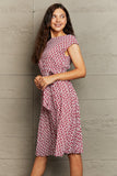 Round Neck Tie Waist Dress - Trendsi