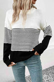 Striped Drop Shoulder Sweater - Trendsi