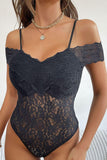 Lace Cold-Shoulder Bodysuit - Trendsi