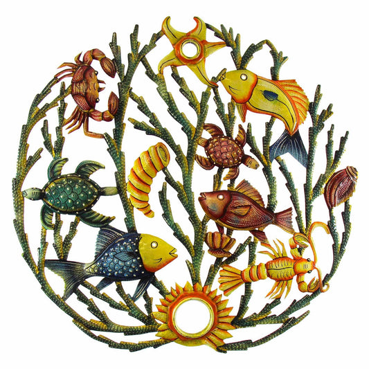 Painted Sea life Metal Wall Art - Croix des Bouquets - Croix des Bouquets